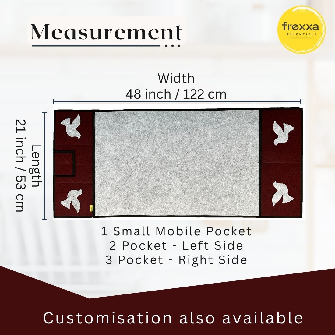 Fridge Top Cover Grey Maroon