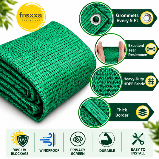 HDPE Fabric Sun Shade Net 90% Protection from Sun & UV Rays Ideal for Car Parking, Outdoor Garden, Balcony, Patio (Green)