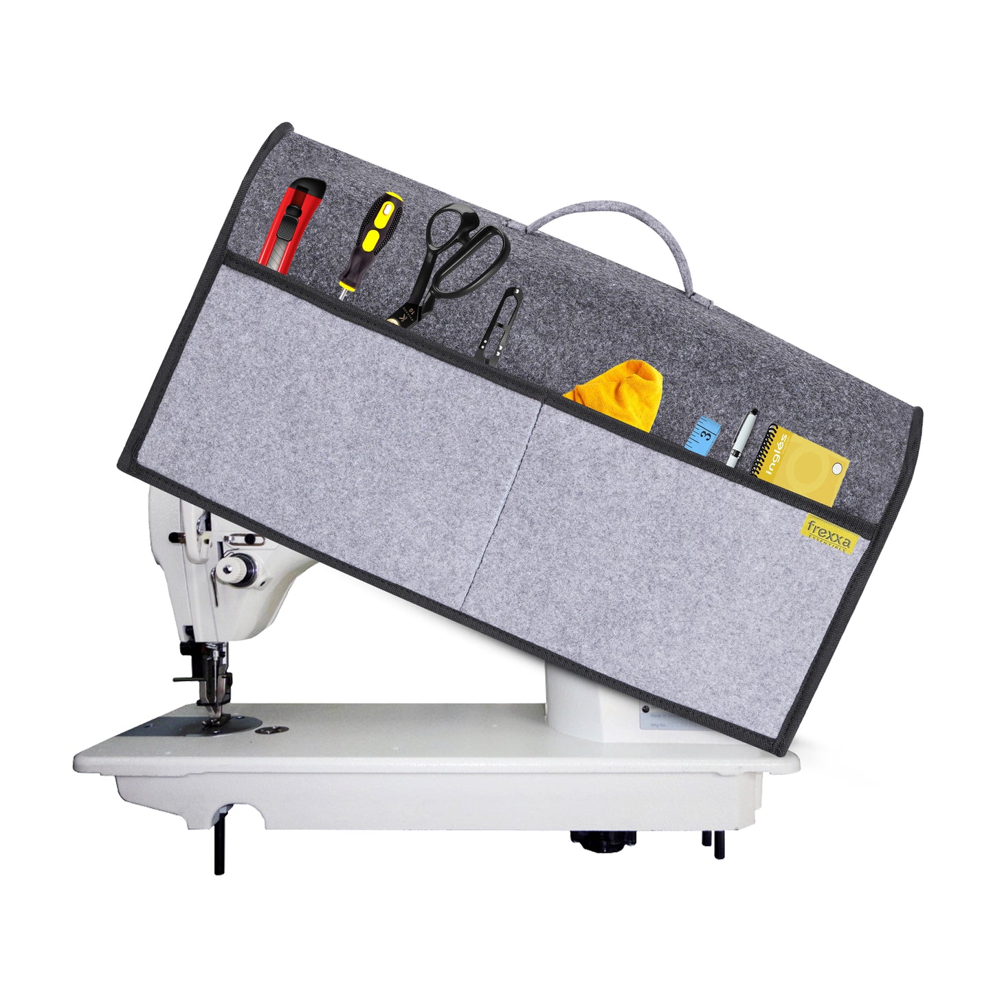 Frexxa Black Grey Sewing Machine Cover – Waterproof and Dustproof Protective Cover for Sewing Machines