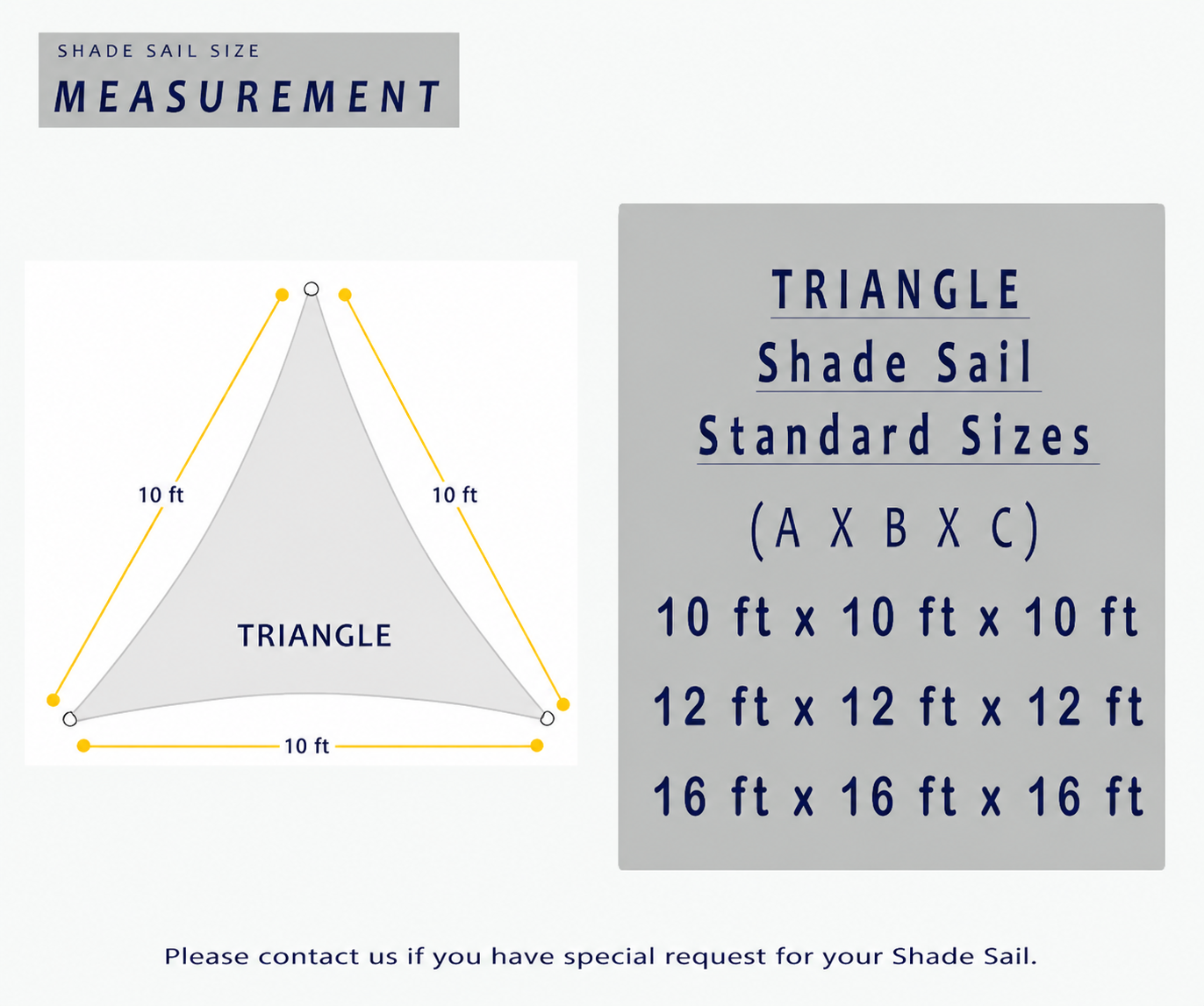 Sun Shade Sail Triangle (90% SUN & UV Blockage) Grey