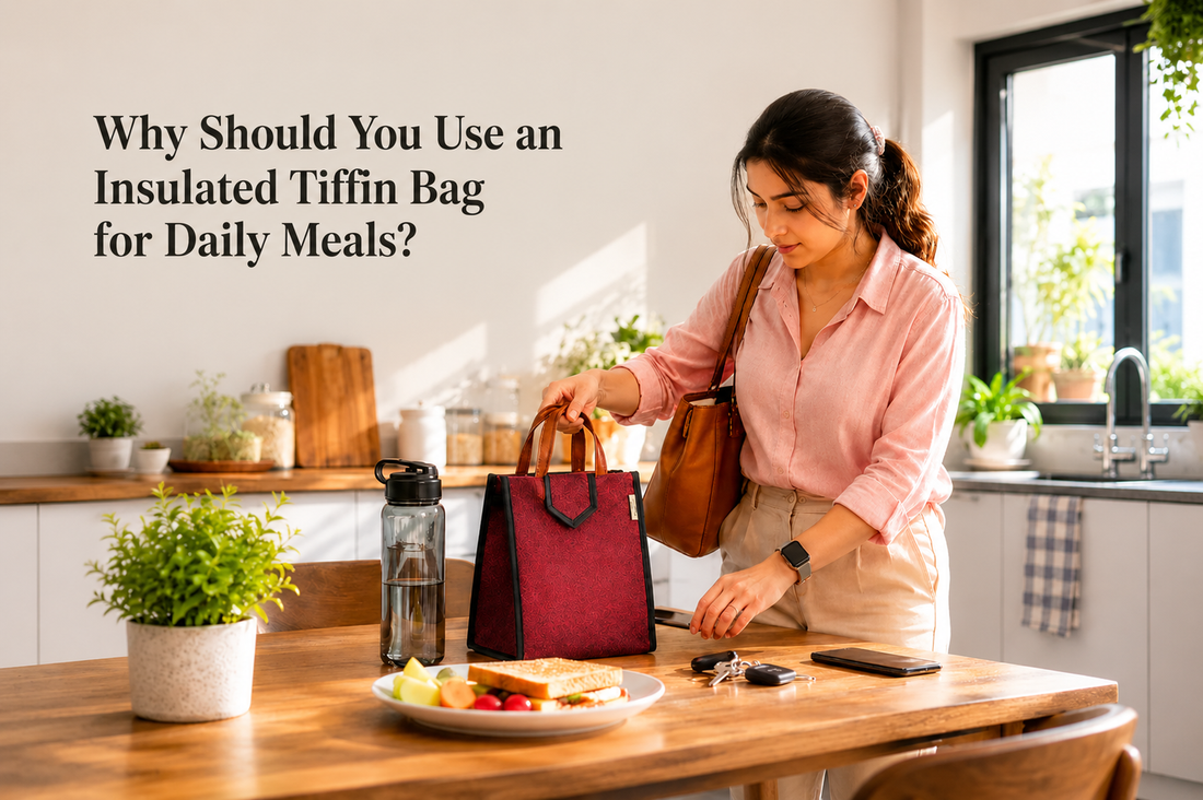 Professional carrying an insulated lunch bag for office with home-cooked meals