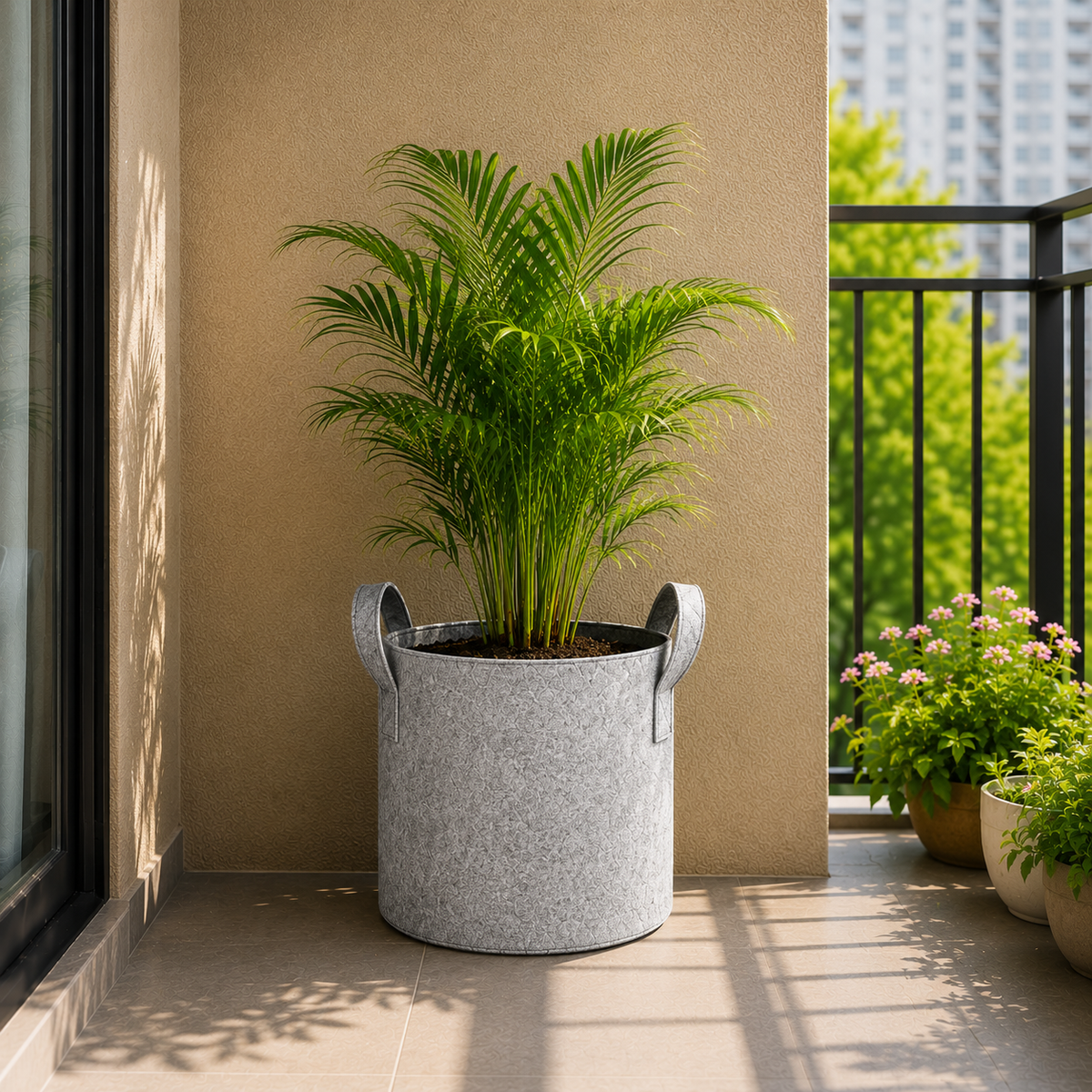 Plant Grow Bag | Heavy-Duty Breathable Fabric Plant Pot for Vegetables, Flowers, Herbs & Terrace Gardening (Color-Grey)
