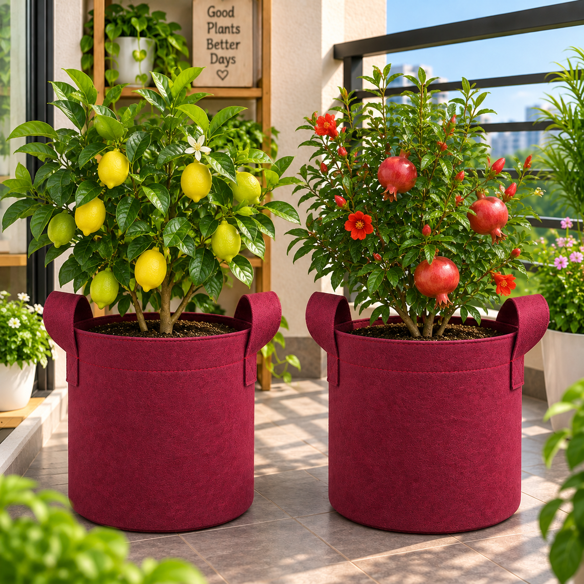 Plant Grow Bag | Heavy-Duty Breathable Fabric Plant Pot for Vegetables, Flowers, Herbs & Terrace Gardening (Color-Maroon)