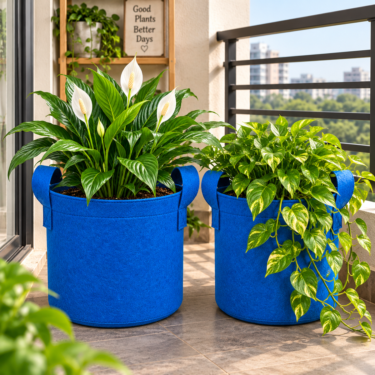 Plant Grow Bag | Heavy-Duty Breathable Fabric Plant Pot for Vegetables, Flowers, Herbs & Terrace Gardening (Color-Blue)