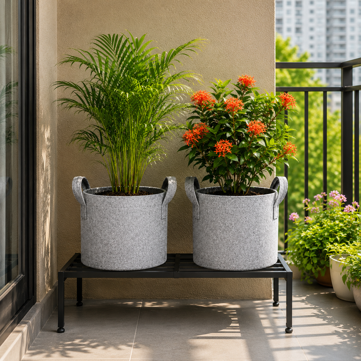 Plant Grow Bag | Heavy-Duty Breathable Fabric Plant Pot for Vegetables, Flowers, Herbs & Terrace Gardening (Color-Grey)