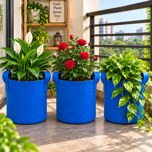 Plant Grow Bag | Heavy-Duty Breathable Fabric Plant Pot for Vegetables, Flowers, Herbs & Terrace Gardening (Color-Blue)