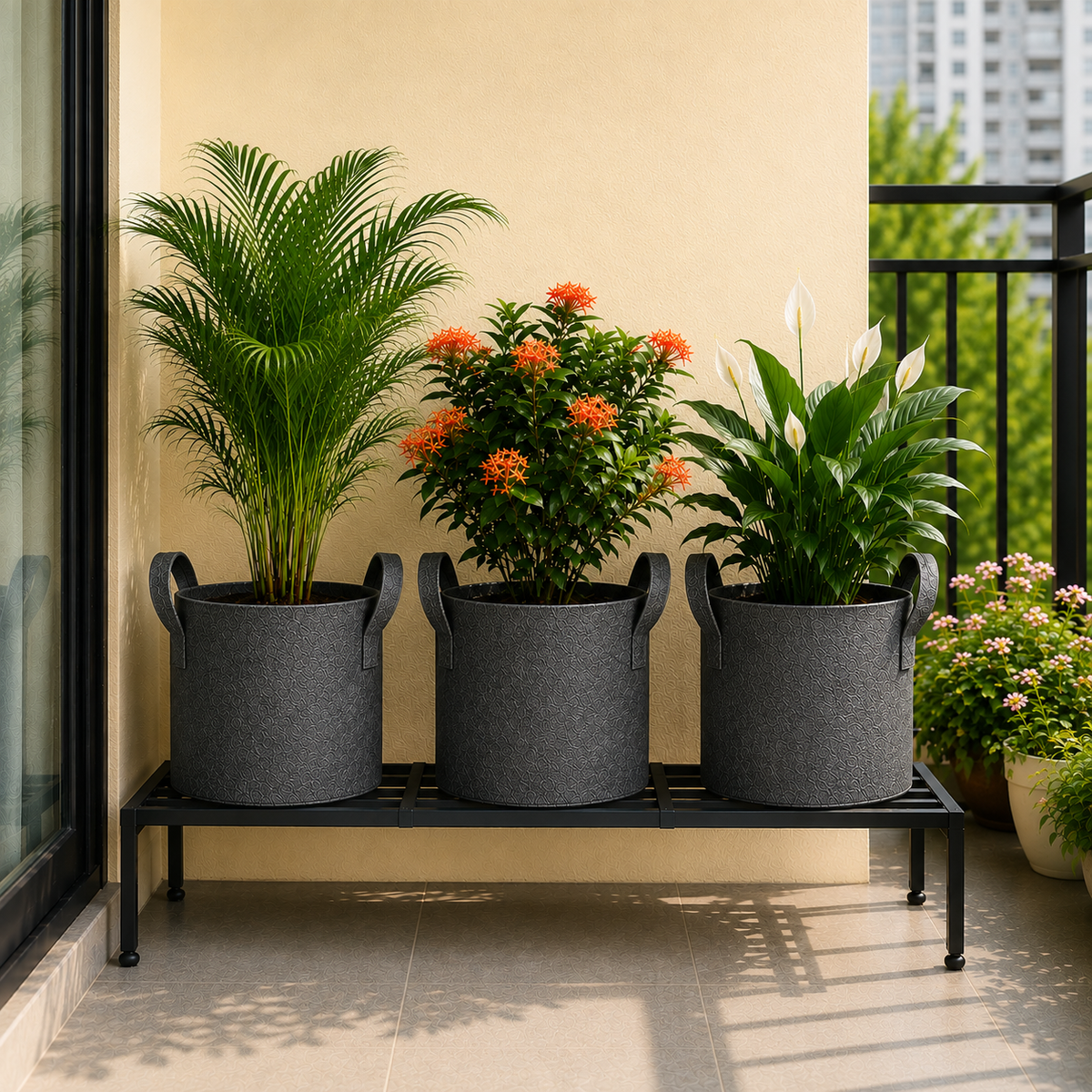 Plant Grow Bag | Heavy-Duty Breathable Fabric Plant Pot for Vegetables, Flowers, Herbs & Terrace Gardening (Color-Dark Grey)