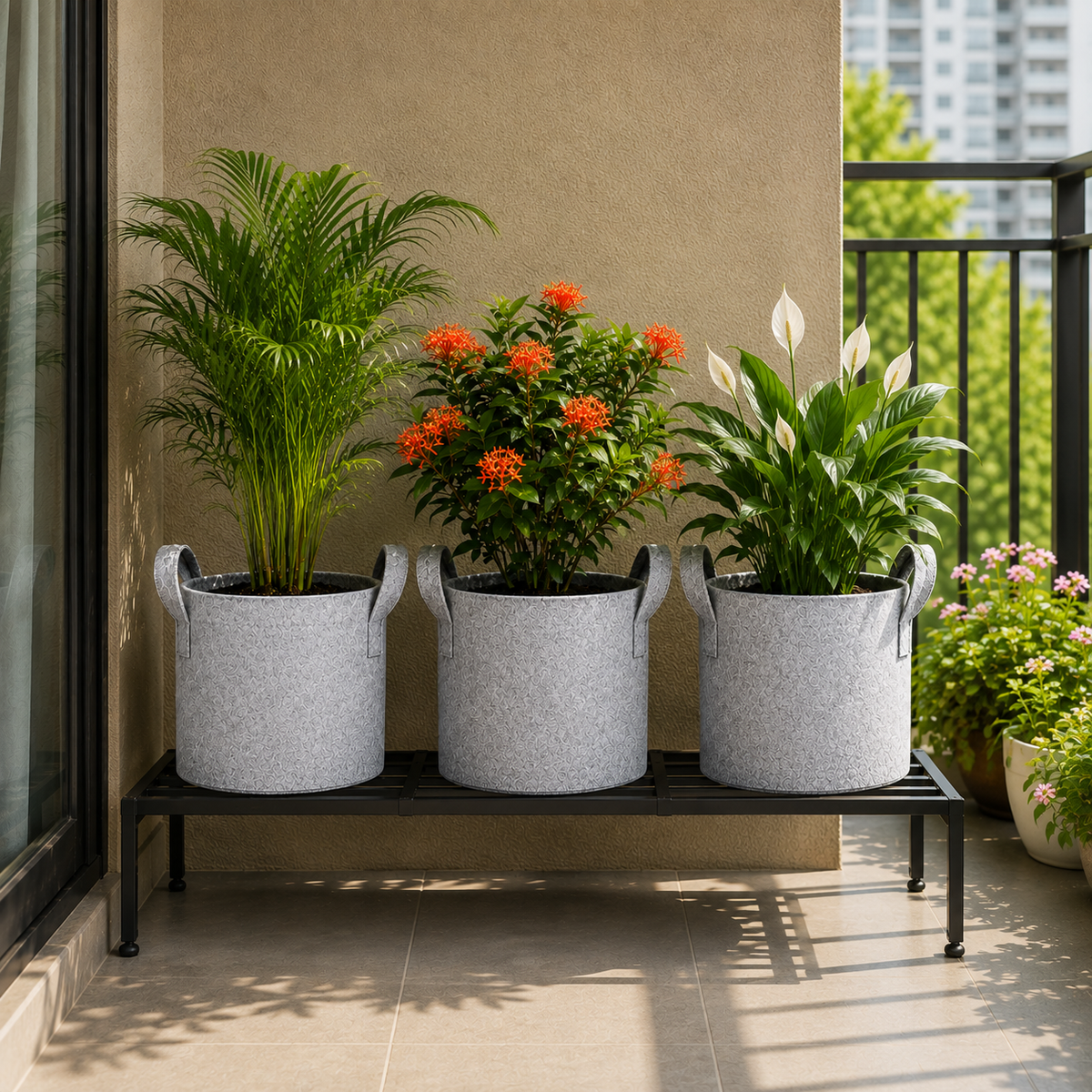 Plant Grow Bag | Heavy-Duty Breathable Fabric Plant Pot for Vegetables, Flowers, Herbs & Terrace Gardening (Color-Grey)