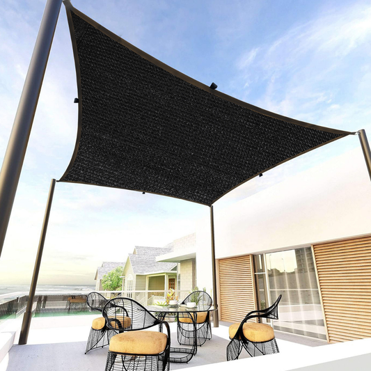 Sun Shade Sail Polyester Polyester Webbing (90% SUN & UV Blockage) Black