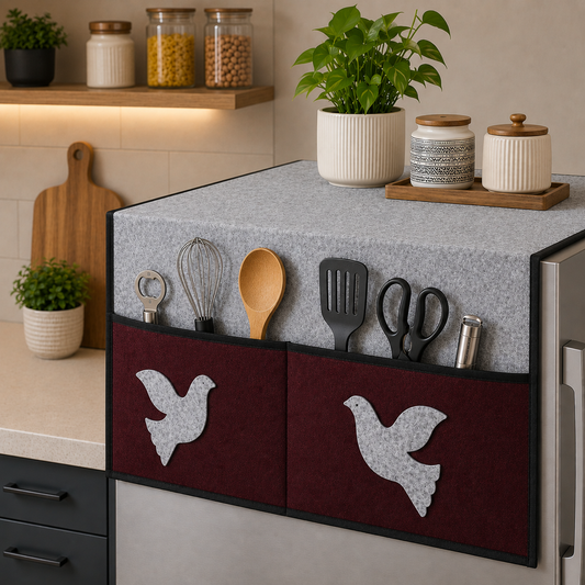 Fridge Top Cover Grey Maroon