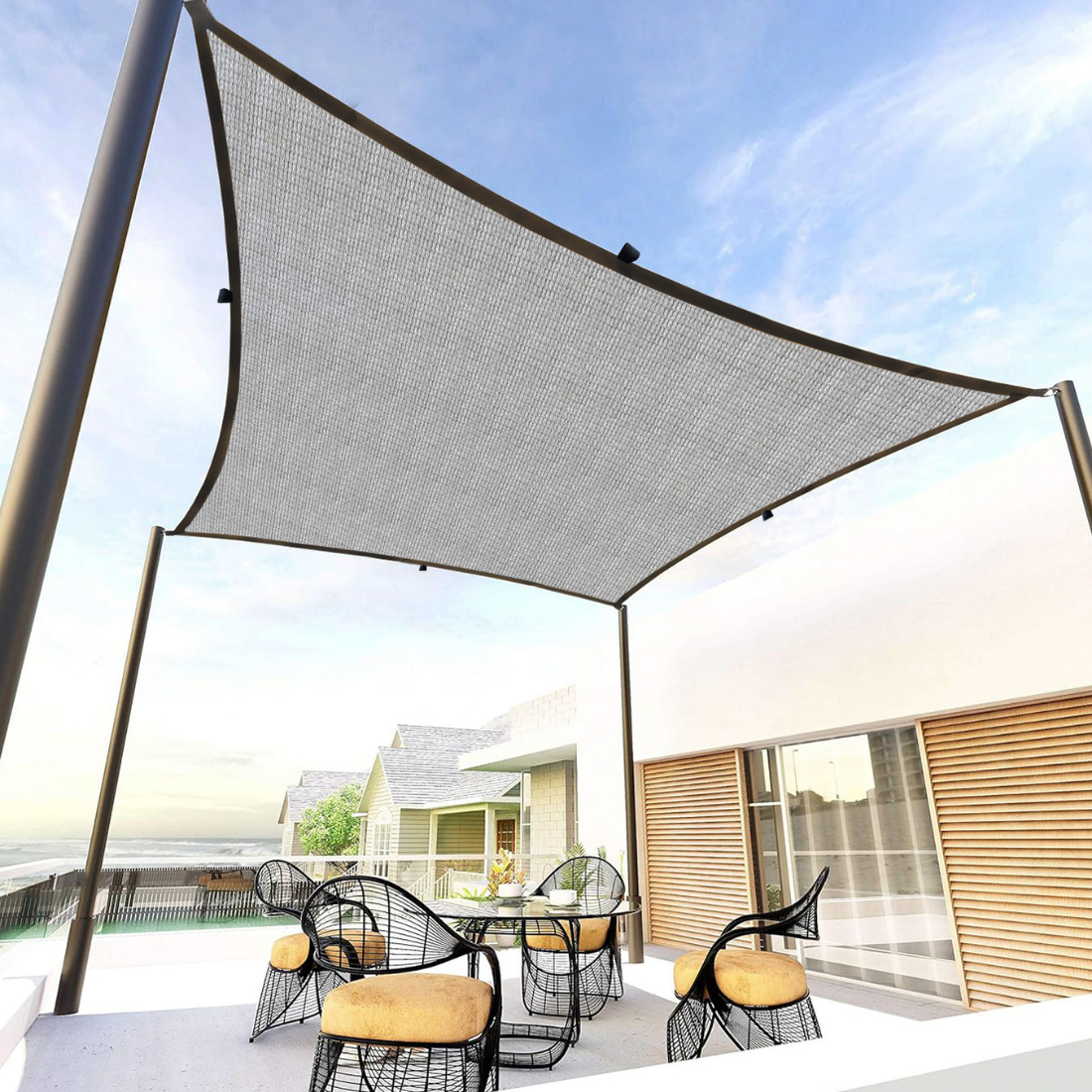 Sun Shade Sail Polyester Webbing (90% SUN & UV Blockage) Grey