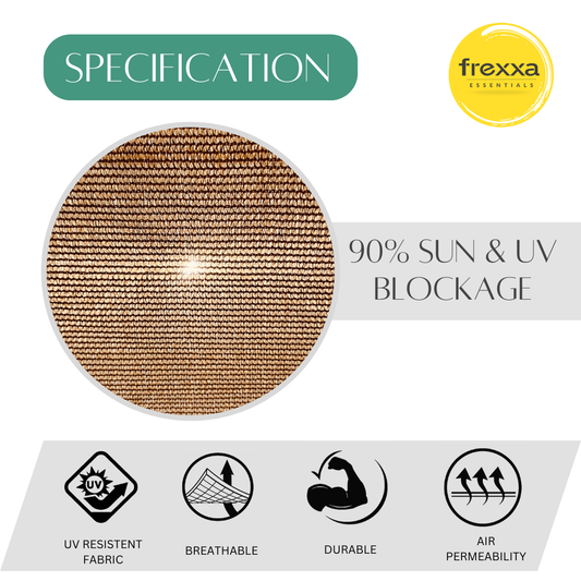 Sun Shade Net 90% Sun & UV Blockage with alluminium Eyelet (Beige)