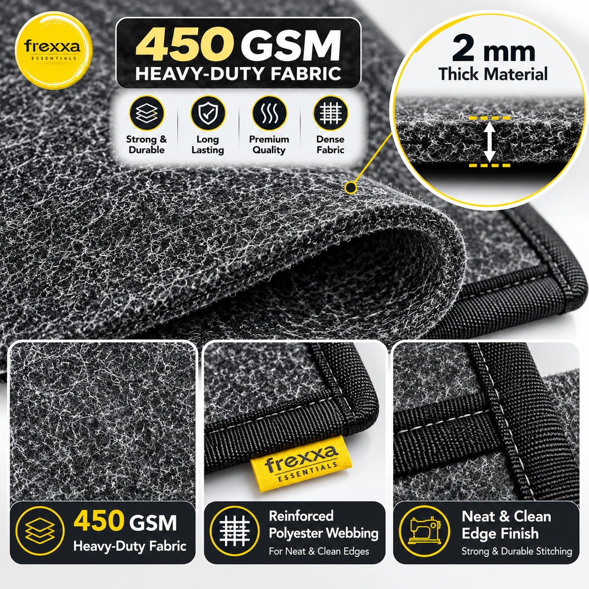 Frexxa Fridge Top Cover with Side Pockets - Black Grey