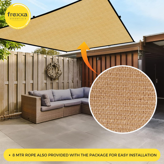 Sun Shade Sail Polyester Polyester Webbing (90% SUN & UV Blockage) Beige