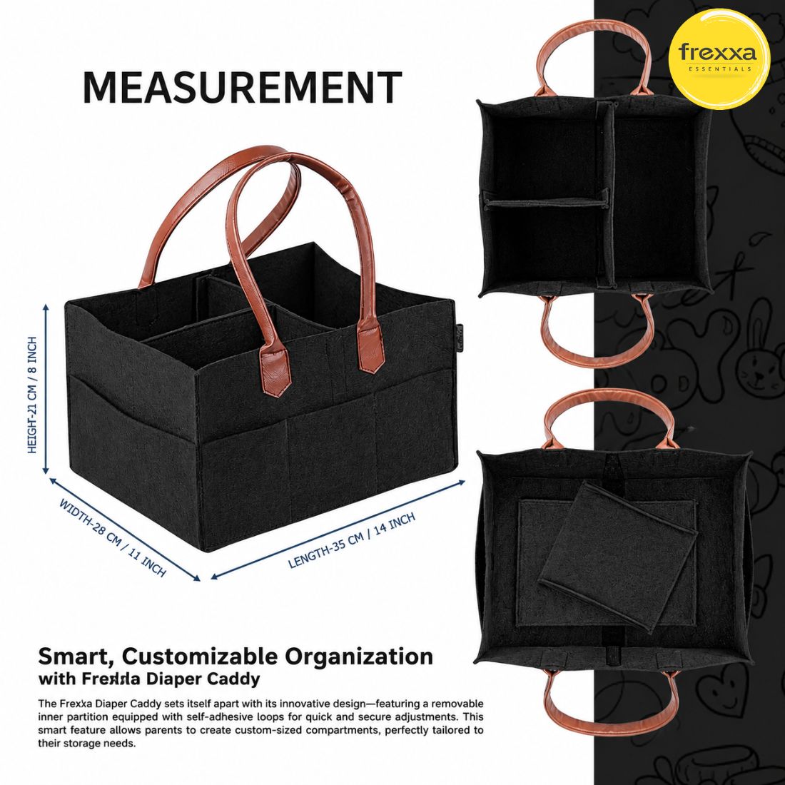 Diaper Caddy Organiser bag (Black)