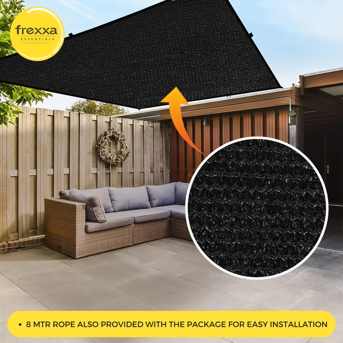 Sun Shade Sail Polyester Polyester Webbing (90% SUN & UV Blockage) Black