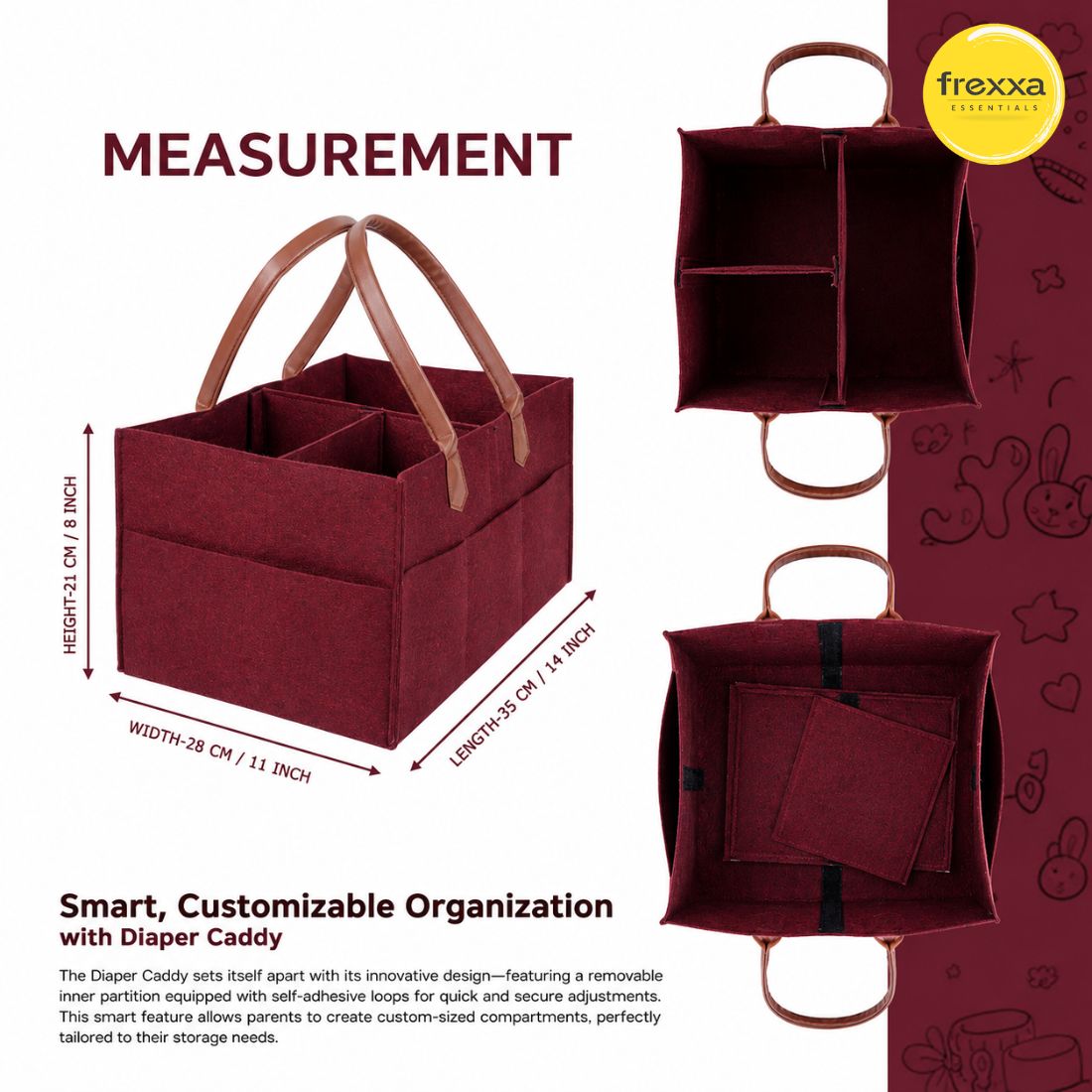 Diaper Caddy Organiser Bag (Maroon)