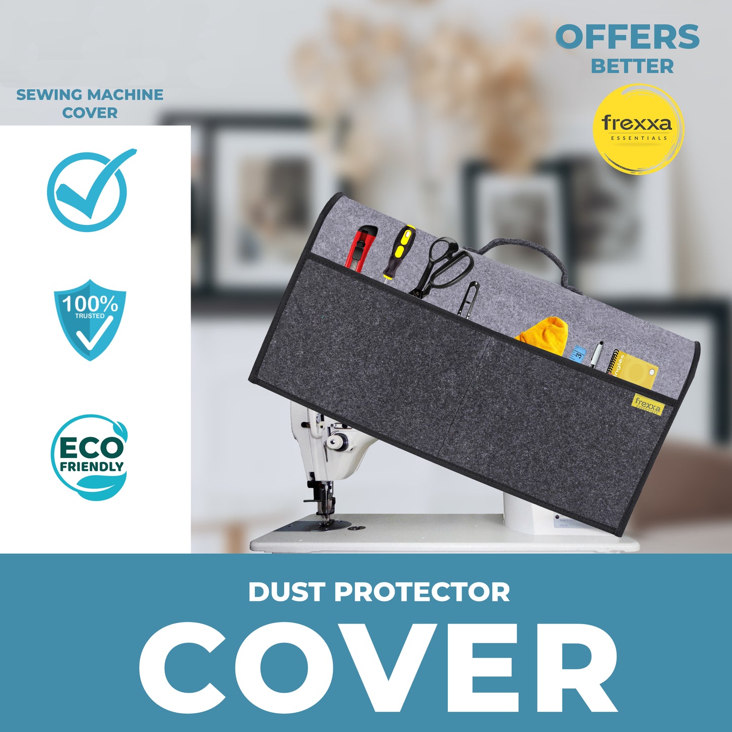 Sewing Machine Cover Grey Black