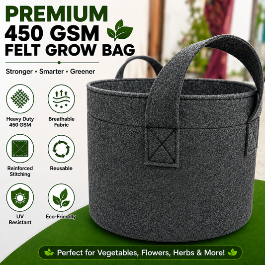 Plant Grow Bag | Heavy-Duty Breathable Fabric Plant Pot for Vegetables, Flowers, Herbs & Terrace Gardening (Color-Dark Grey)