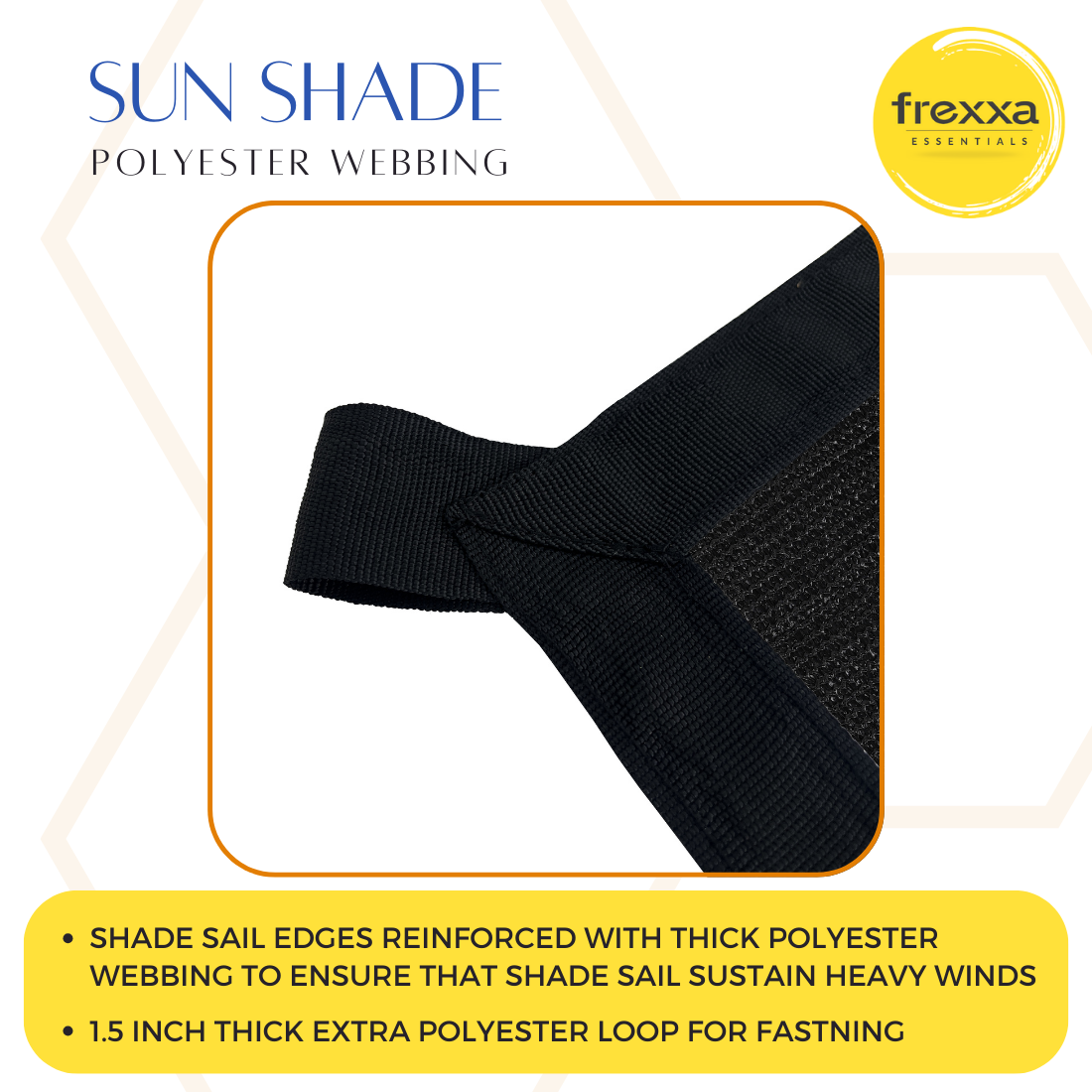 Sun Shade Sail Polyester Polyester Webbing (90% SUN & UV Blockage) Black