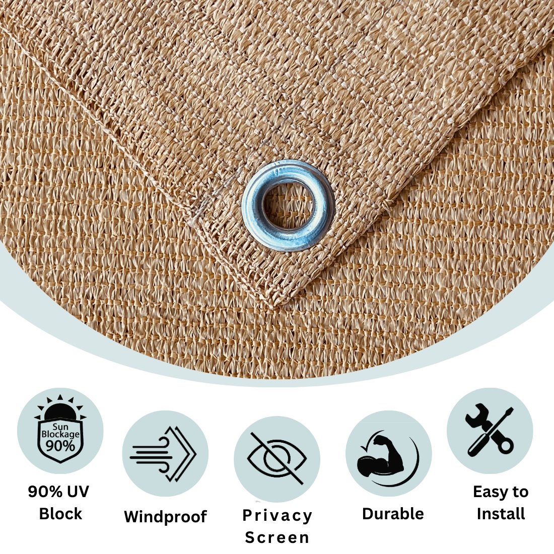 Sun Shade Net 90% Sun & UV Blockage with alluminium Eyelet (Beige)