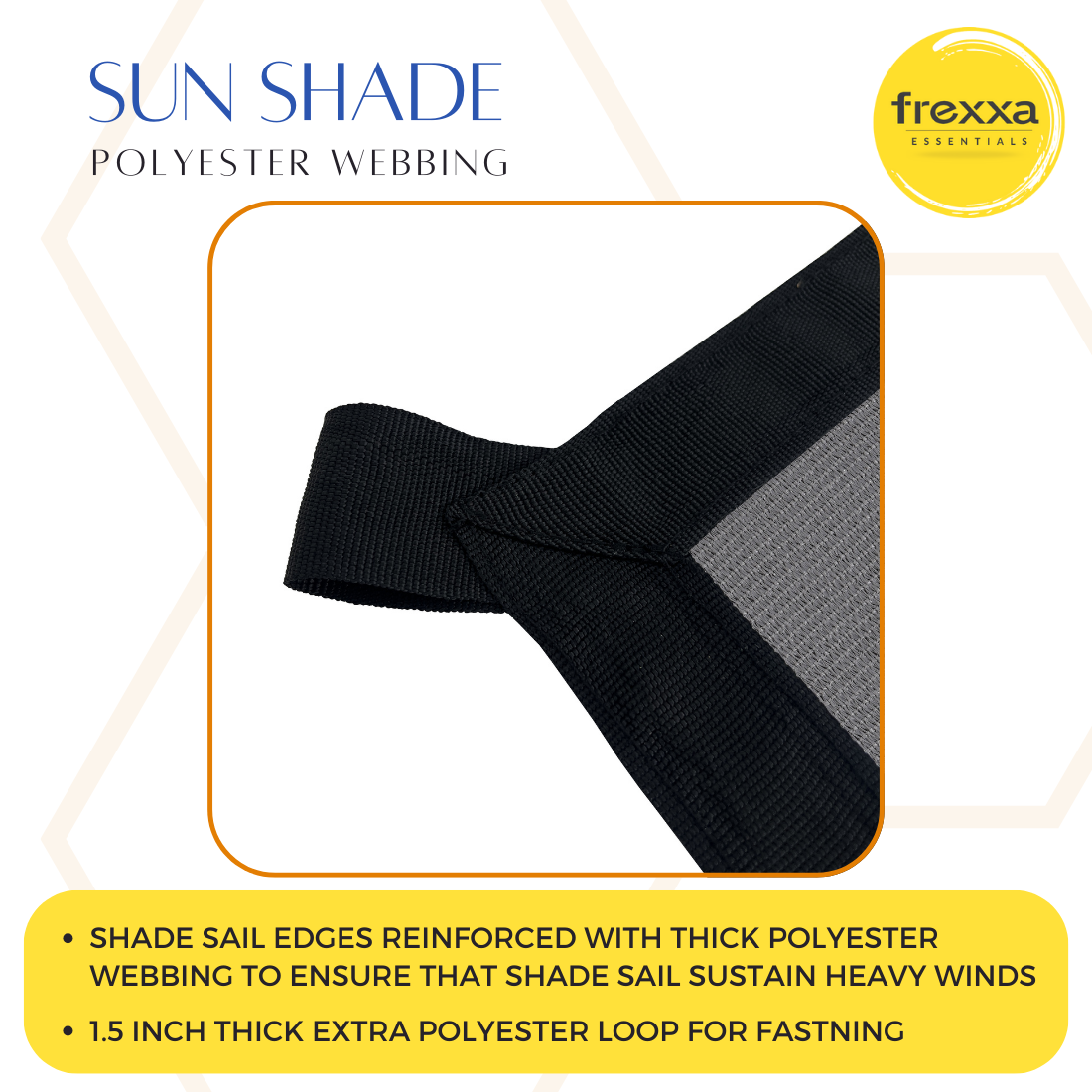 Sun Shade Sail Polyester Webbing (90% SUN & UV Blockage) Grey