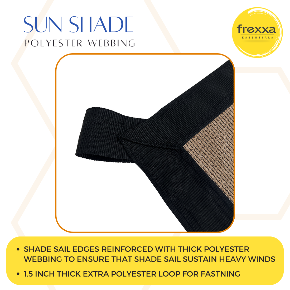 Sun Shade Sail Polyester Polyester Webbing (90% SUN & UV Blockage) Beige Black
