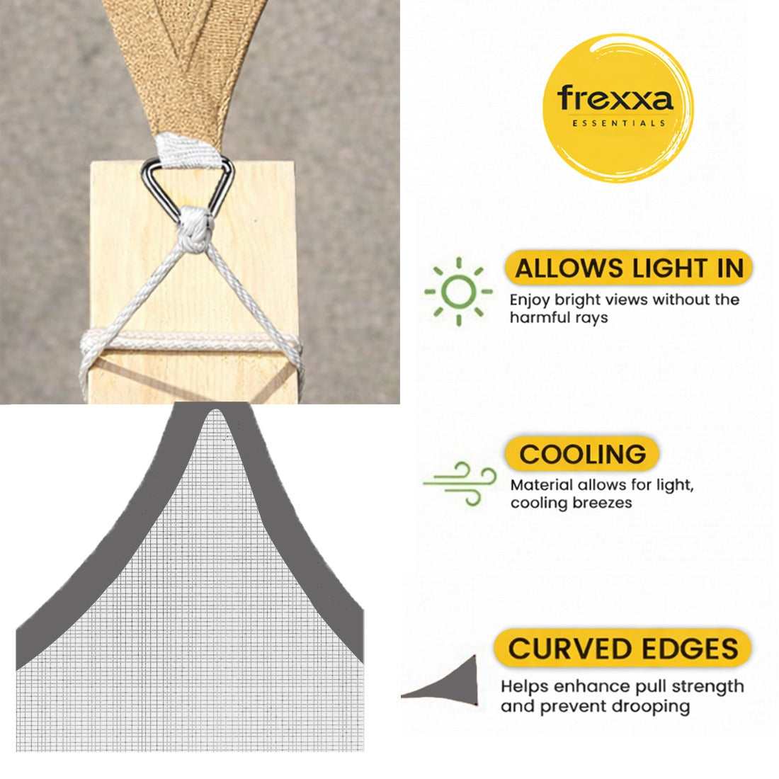 Sun Shade Sail Triangle (90% SUN & UV Blockage) Beige