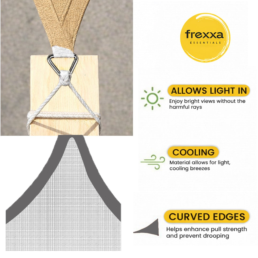 Sun Shade Sail (90% SUN & UV Blockage) Beige Black