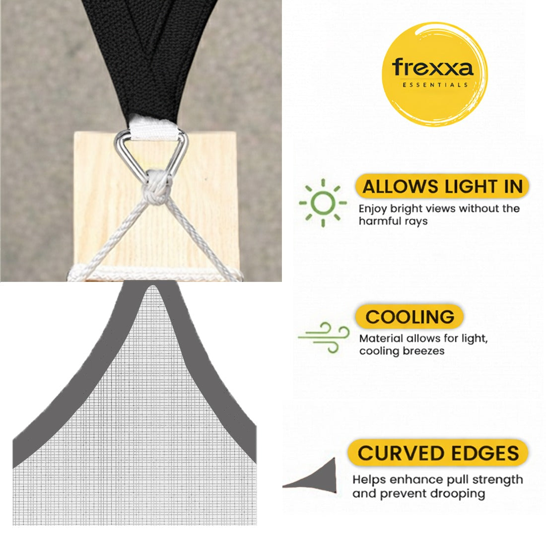 Sun Shade Sail (90% SUN & UV Blockage) Black