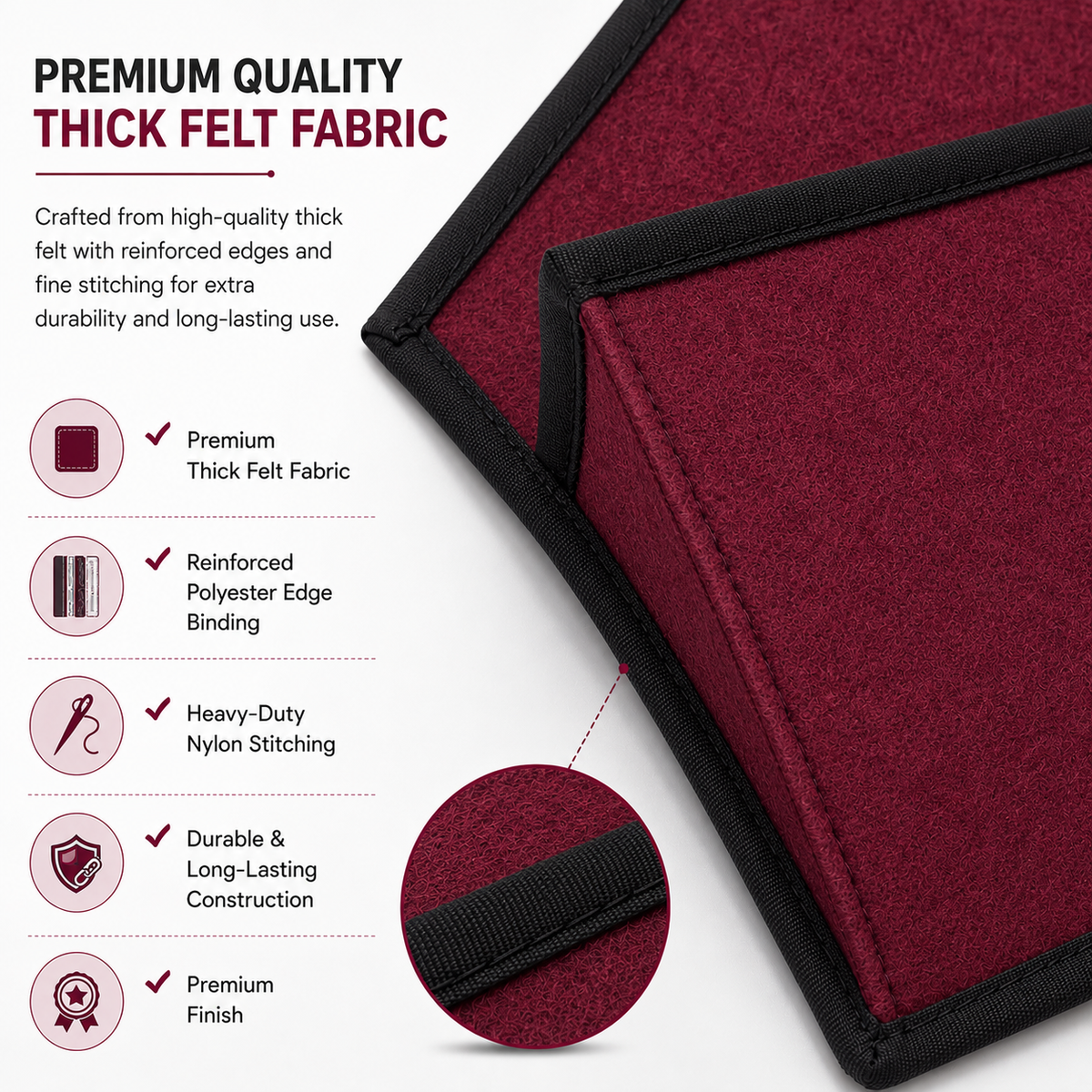 Wall Hanging Storage Organize with 4 Pockets (Large) Maroon