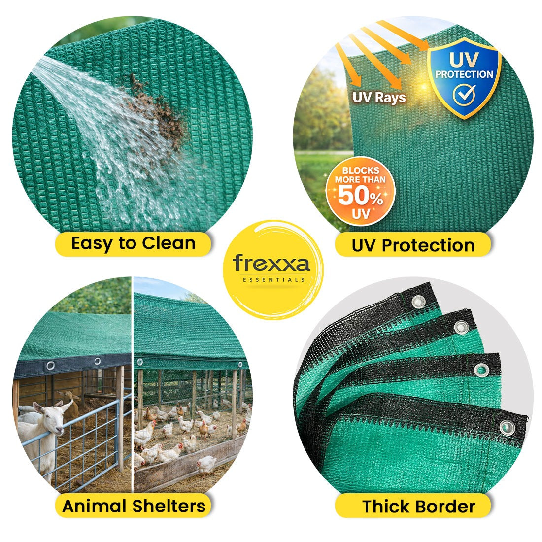 HDPE Fabric Sun Shade Net 50% Protection from Sun & UV Rays Ideal for Car Parking, Outdoor Garden, Balcony, Patio (Green)