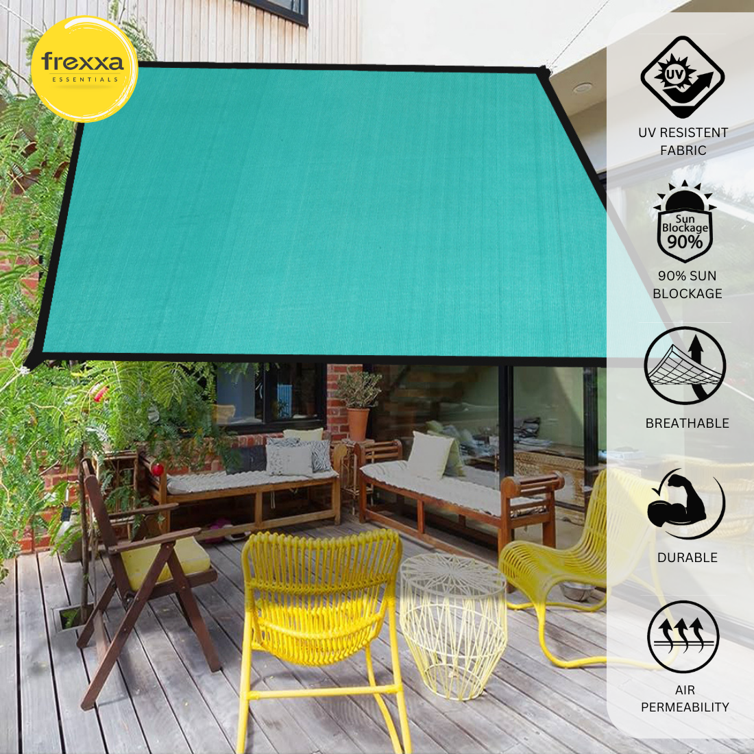 Sun Shade Sail Polyester Polyester Webbing (90% SUN & UV Blockage) Green