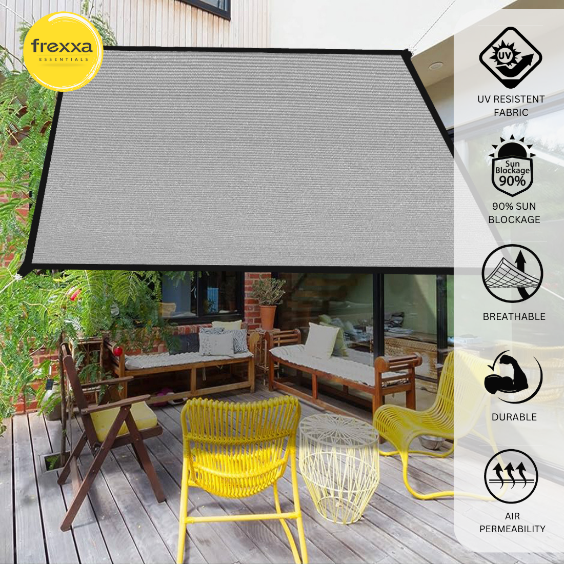 Sun Shade Sail Polyester Webbing (90% SUN & UV Blockage) Grey