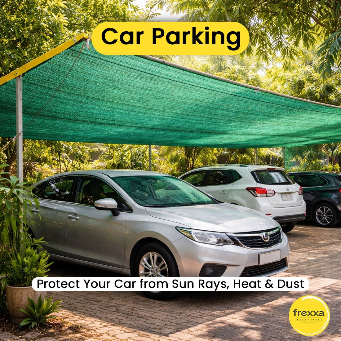 HDPE Fabric Sun Shade Net 75% Protection from Sun & UV Rays Ideal for Car Parking, Outdoor Garden, Balcony, Terrace (Green)