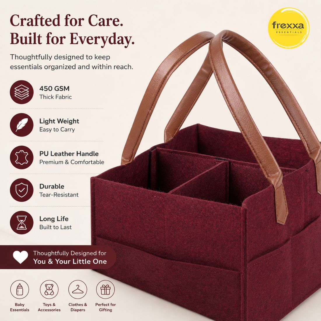 Diaper Caddy Organiser Bag (Maroon)