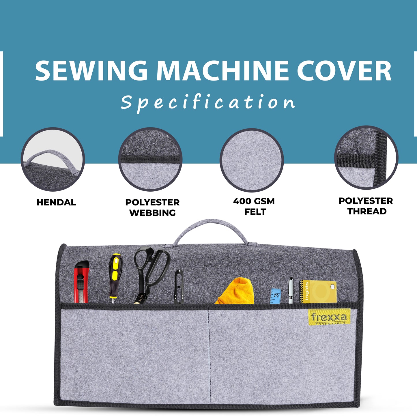 Sewing Machine Cover Black Grey