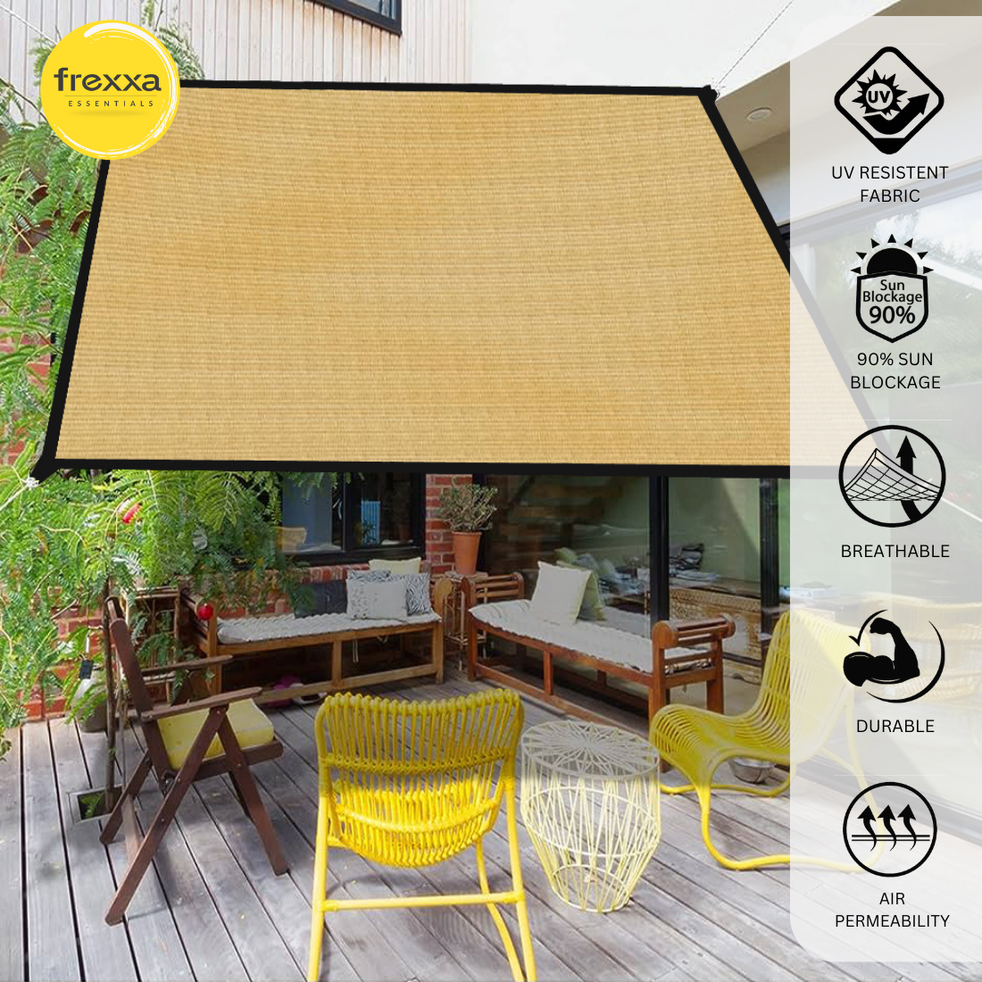 Sun Shade Sail Polyester Polyester Webbing (90% SUN & UV Blockage) Beige