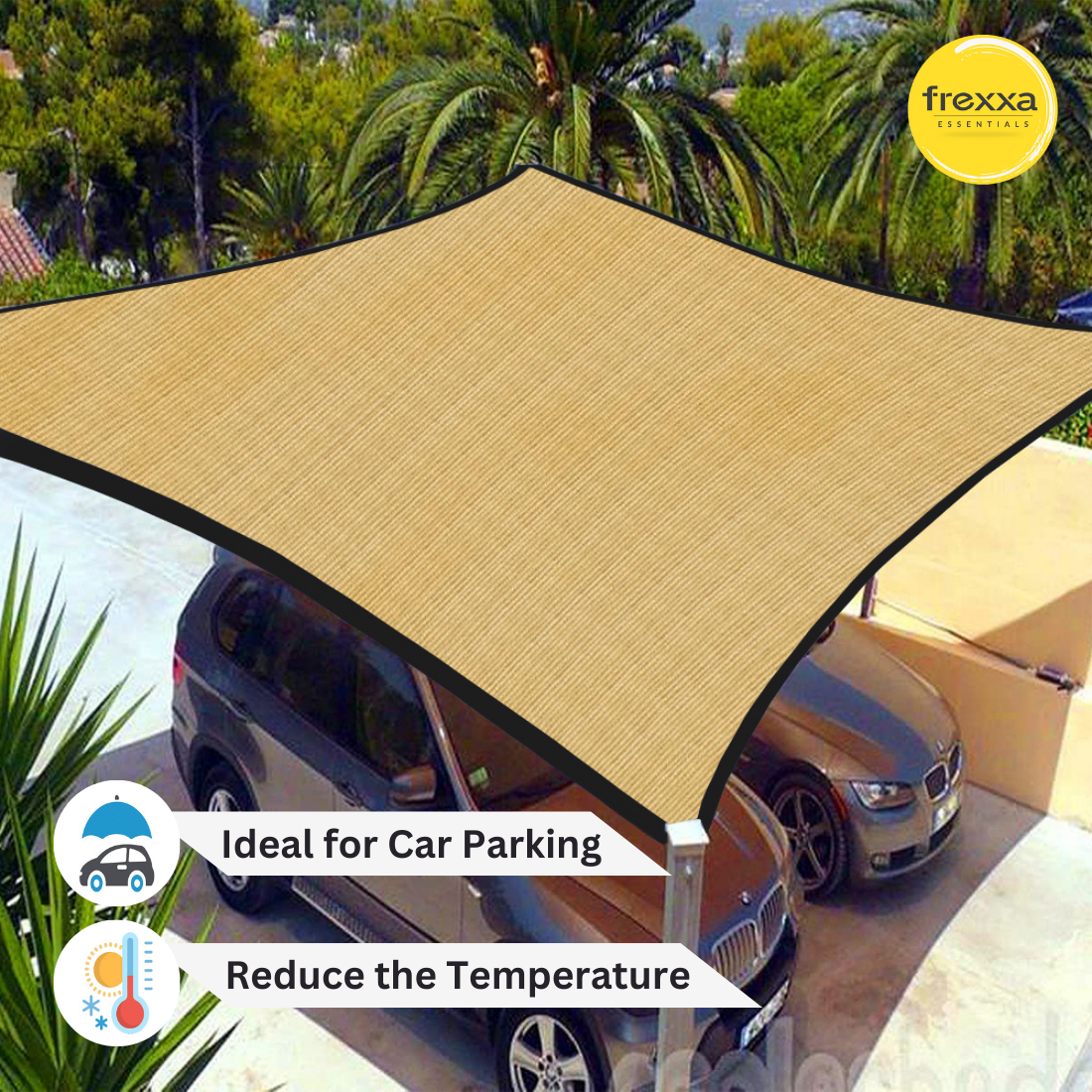 Sun Shade Sail Polyester Polyester Webbing (90% SUN & UV Blockage) Beige