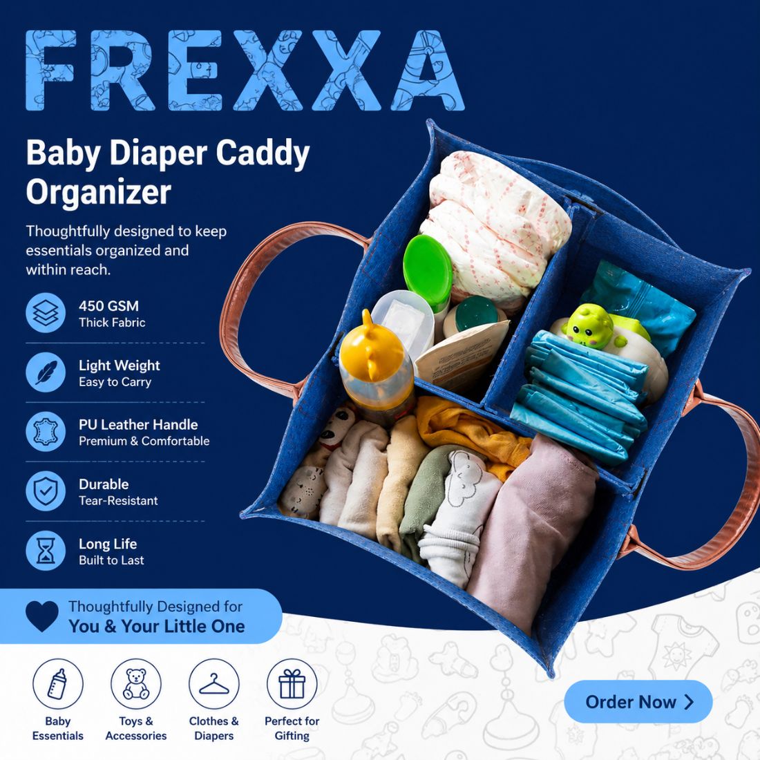 Diaper Caddy Organiser Bag (Royal Blue)