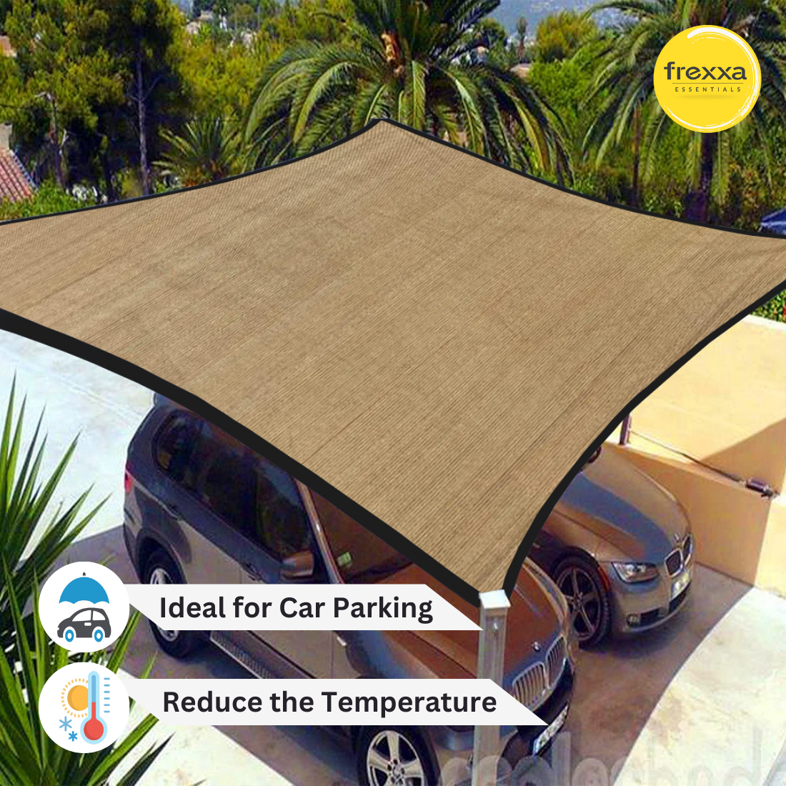Sun Shade Sail Polyester Polyester Webbing (90% SUN & UV Blockage) Beige Black