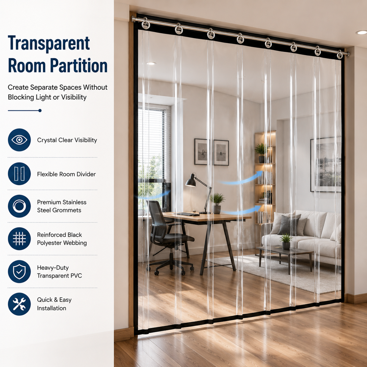 PVC Transperant Eyelet Curtain Pack of 1 Piece