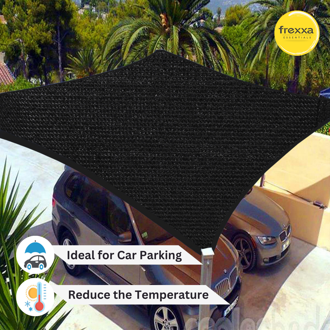 Sun Shade Sail Polyester Polyester Webbing (90% SUN & UV Blockage) Black