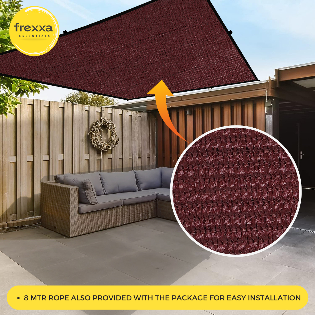 Sun Shade Sail Polyester Webbing (90% SUN & UV Blockage) Maroon
