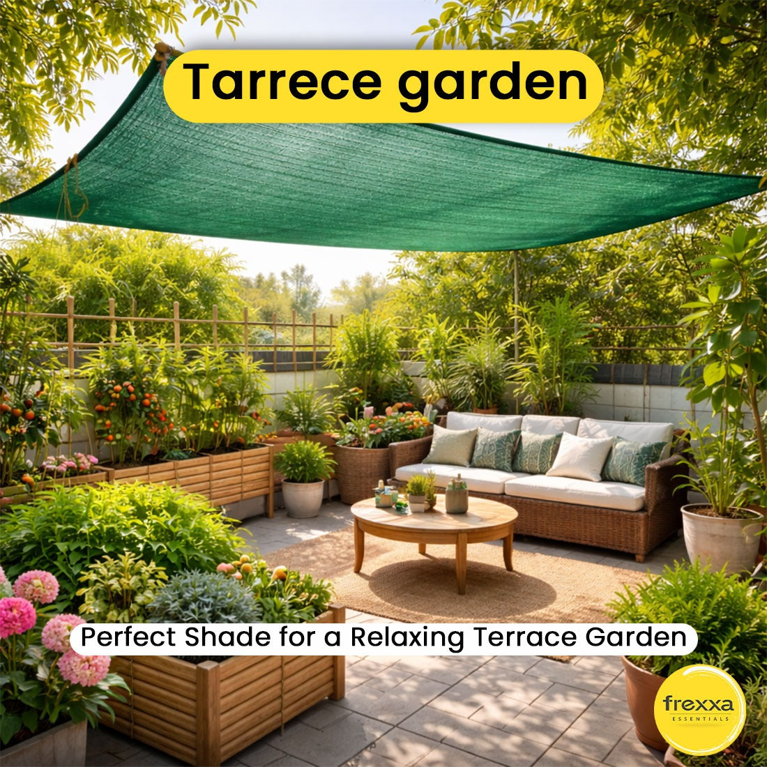 HDPE Fabric Sun Shade Net 75% Protection from Sun & UV Rays Ideal for Car Parking, Outdoor Garden, Balcony, Terrace (Green)