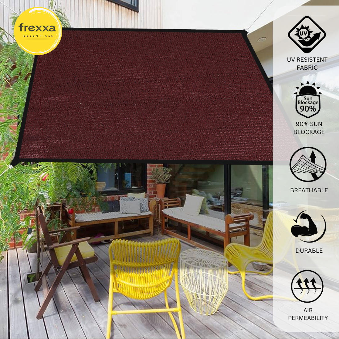 Sun Shade Sail Polyester Webbing (90% SUN & UV Blockage) Maroon