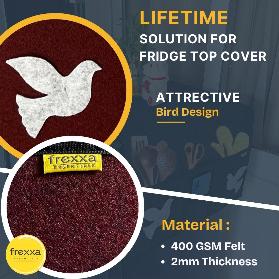 Fridge Top Cover Grey Maroon