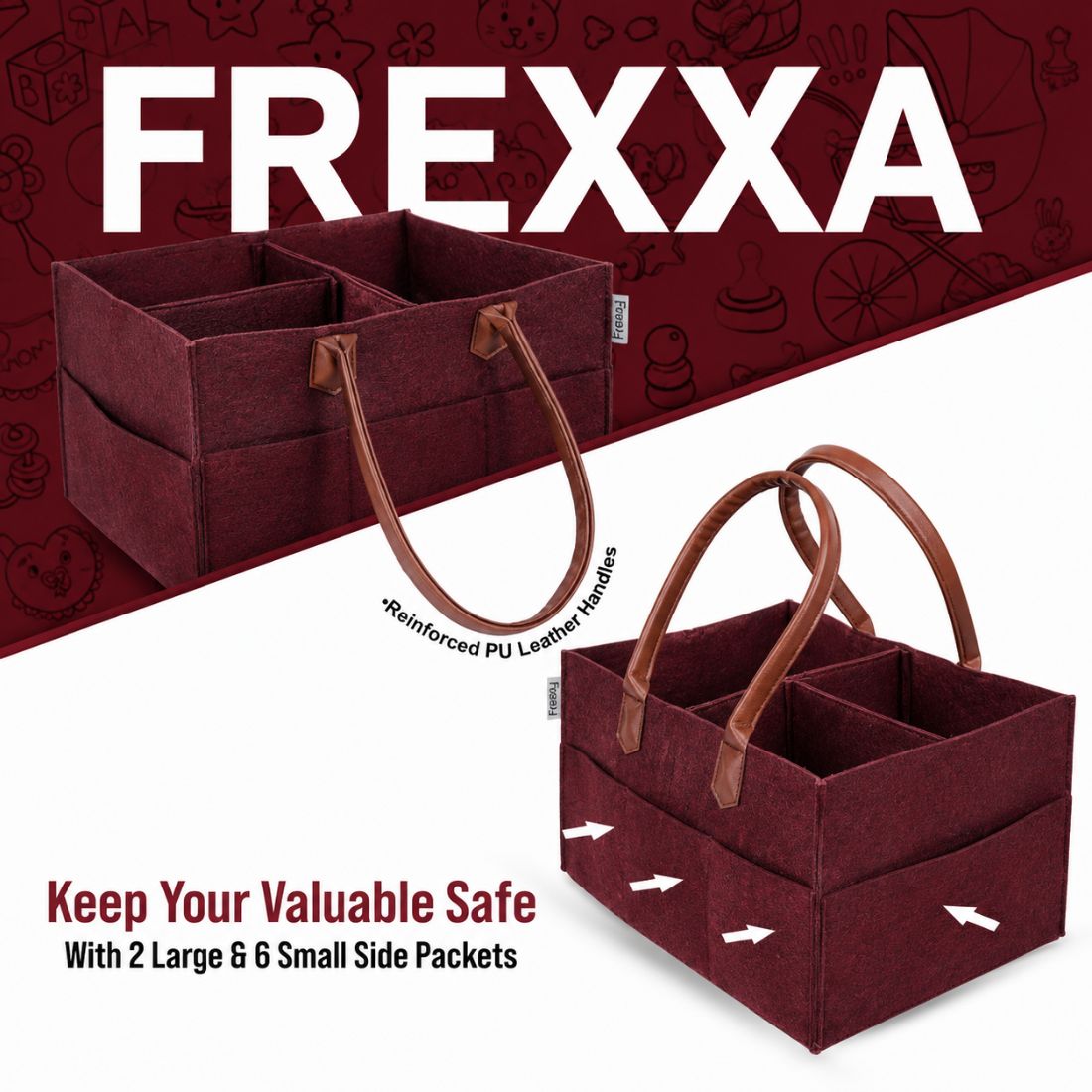 Diaper Caddy Organiser Bag (Maroon)