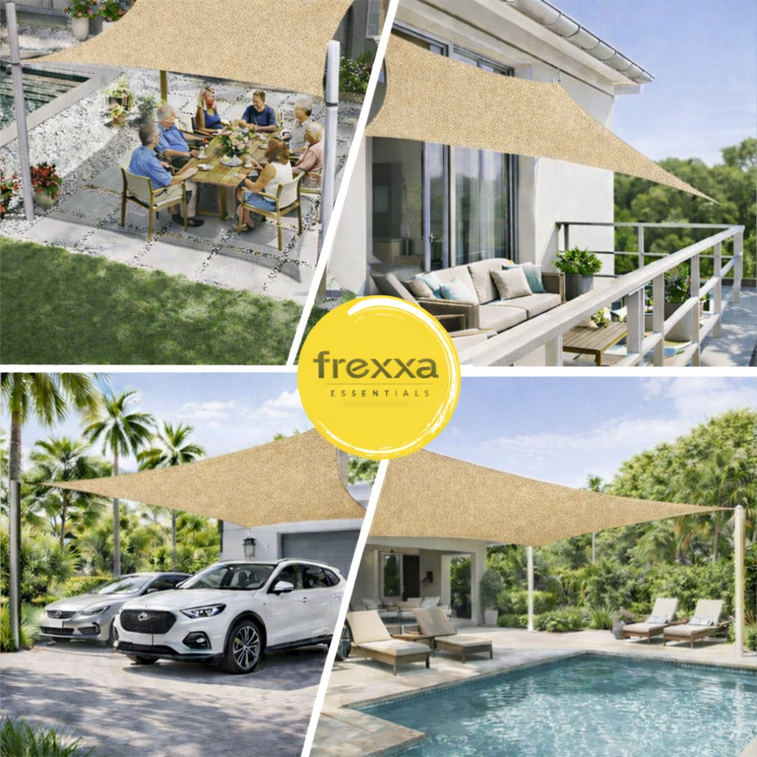 Sun Shade Sail (90% SUN & UV Blockage) Beige Black
