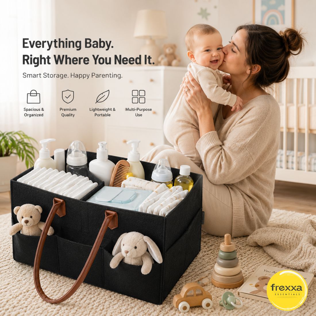 Diaper Caddy Organiser bag (Black)